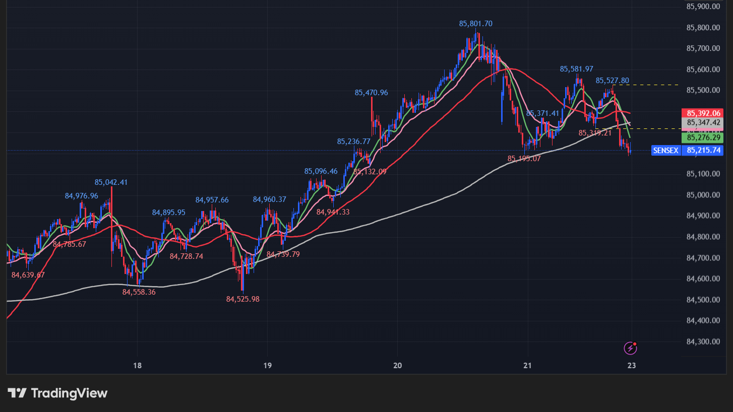 BSEセンセックスの5分足チャート