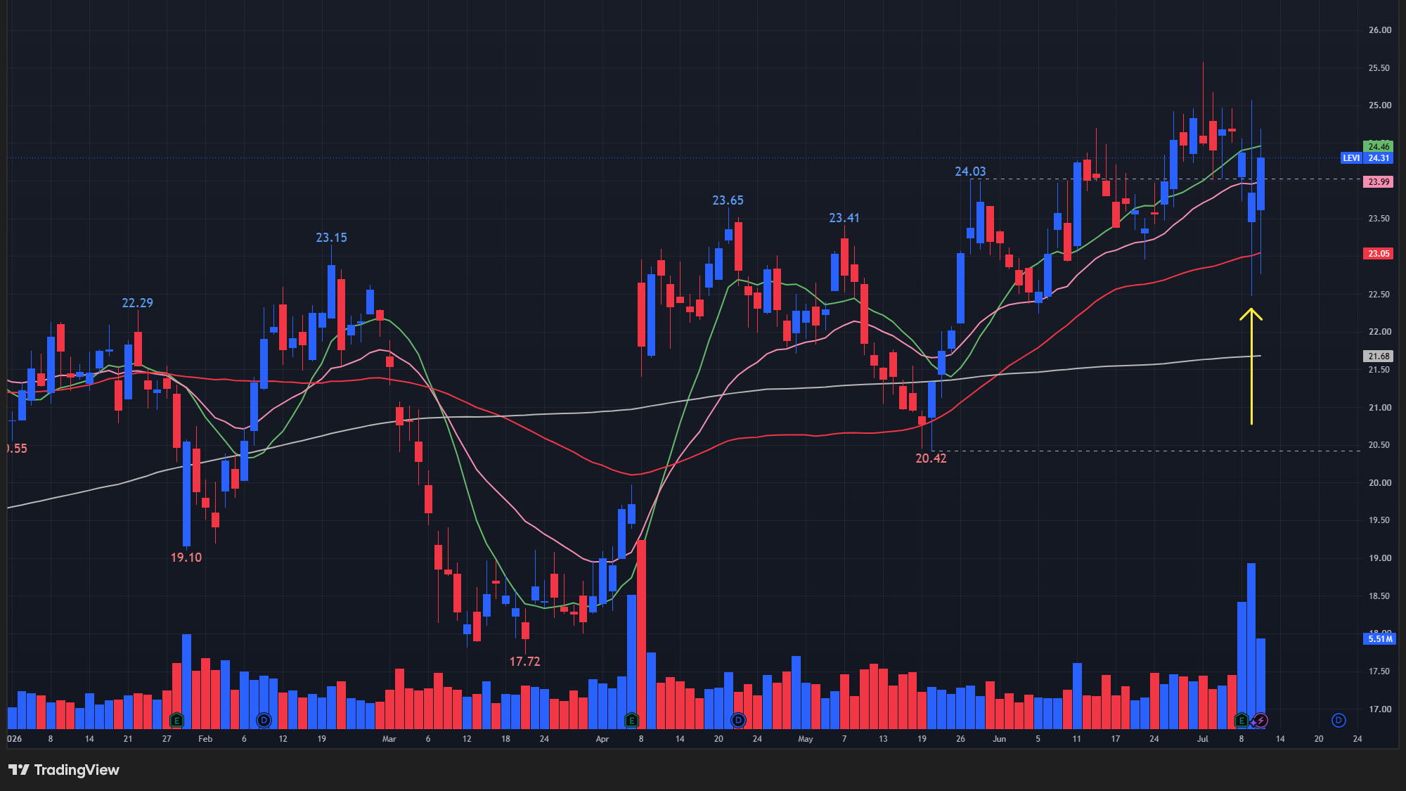 【LEVIの日足チャート】 ※TradingView提供
