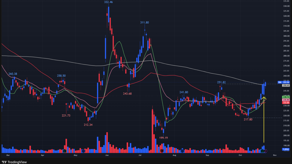 【IBMの日足チャート】 ※TradingView提供